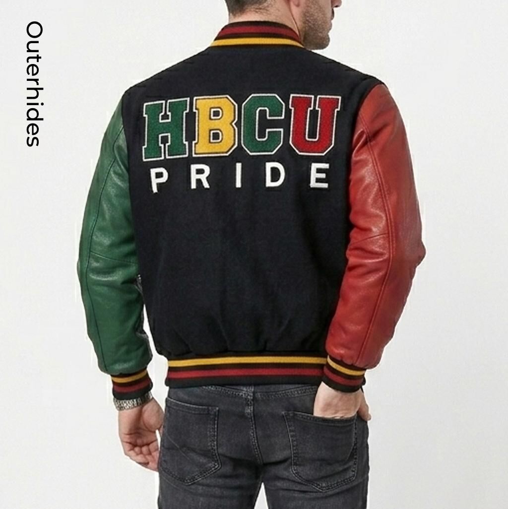 HBCU Heritage Varsity Jacket Wool Leather Sleeves Pan African Chenille Patches Letterman Gift - Image 2